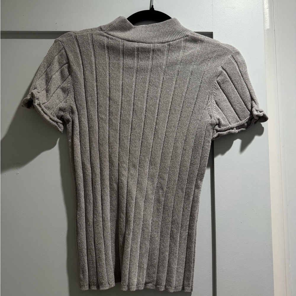 Zara Cream Ribbed Knit Top
